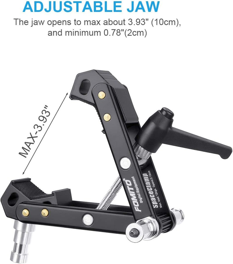 Fomito Super Clamp Universal Multi-Function A-Type Flash Clip with 2X 5/8 Inch Interface Screw & 1x 1/4 Inch Male Screw