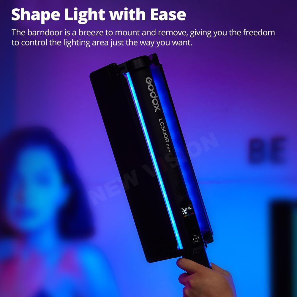 Godox LC500 Mini LED Light Stick, 2500K-8500K Adjustable, 11 FX Lighting Effects, CRI 95 TLCI 96 Accurate Color, 0-100% Dimmable Support APP Control with Carry abg