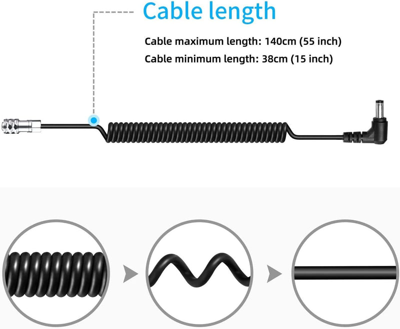 Fomito DC to BMPCC 4K/6K Weipu Coiled Power Cable for V-Mount, Gold Mount Battery and NP-F Battery with DC Output Port