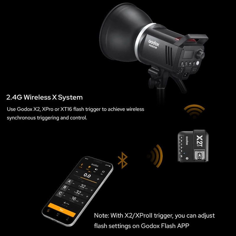 Godox MS300V 300W Studio Flash 5800±200K 0.1~1.8S Recycle Time with LED Modeling Lamp LED Light Strobe Flash Monolight for Studio, Portrait, Commerce Photography, etc (MS300 Upgraded Version)