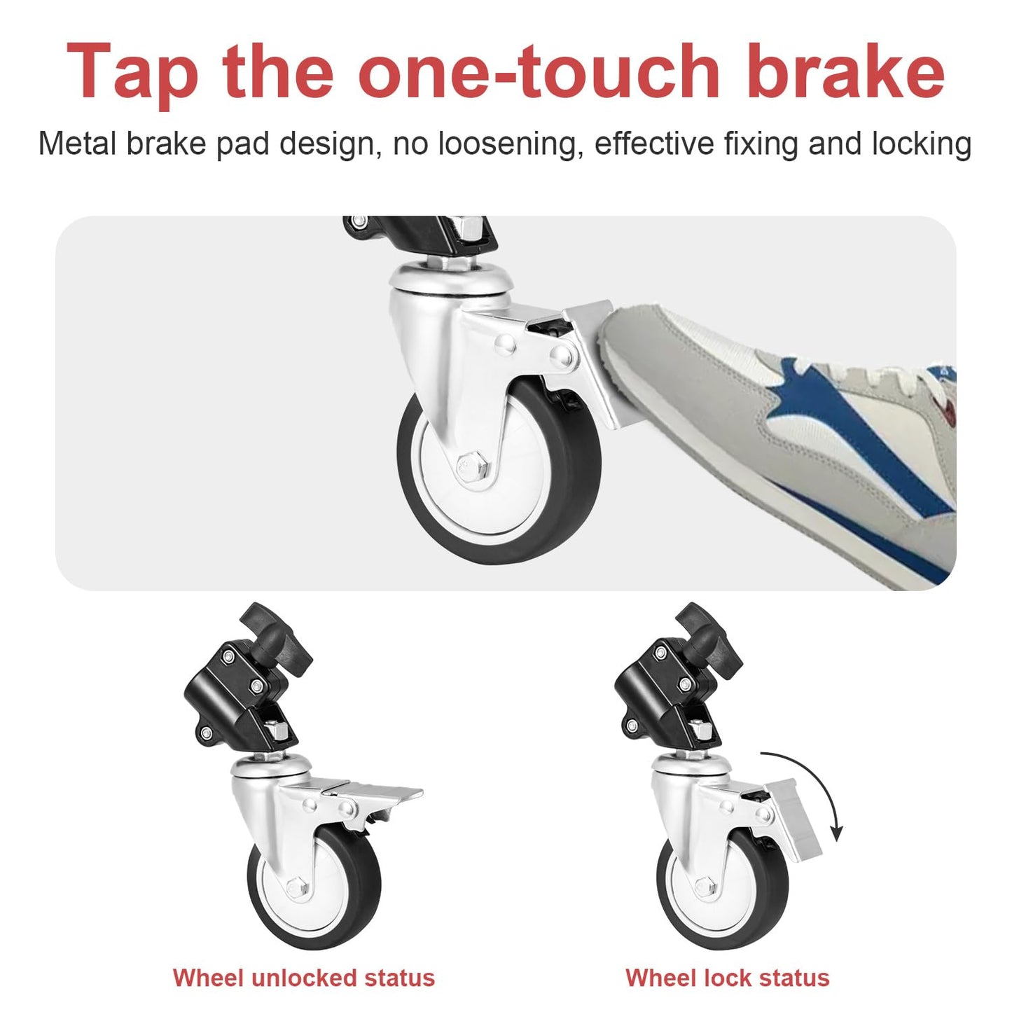 Fomito-FMT-WXL-3-2 Stand Wheel Kits Caster Wheels Set of 3 for 2.8m Light Stand-F0060