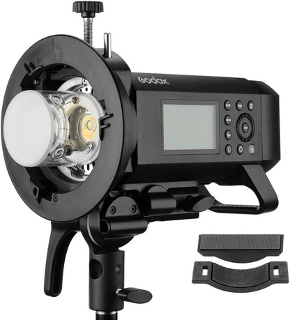 Godox S2 Speedlite Bracket for Godox AD200Pro, AD200, AD400Pro, for V1 Round Head Speedlite, V860II / TT685 / TT350 Series, S-Type Bracket Updated Version Bowens Mount Holder