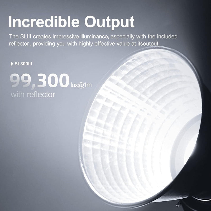 Godox SL300III LED Video Light,300W 99300Lux 5600K±200K CRI96+ TLCI97+,Bowens Mount Daylight-Balanced Countinuous Output Lighting for YouTube,Live Broadcast,Video