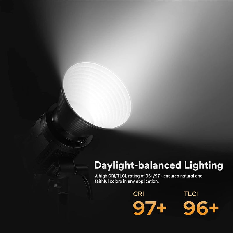 Godox LA200D LED Video Light, 200W 101000LUX@1M Daylight Studio Light, 5600K Bowens Mount LED Continuous Light, CRI 96+ 8 FX Effect 0-100% Dimming APP Control Photography LED Light