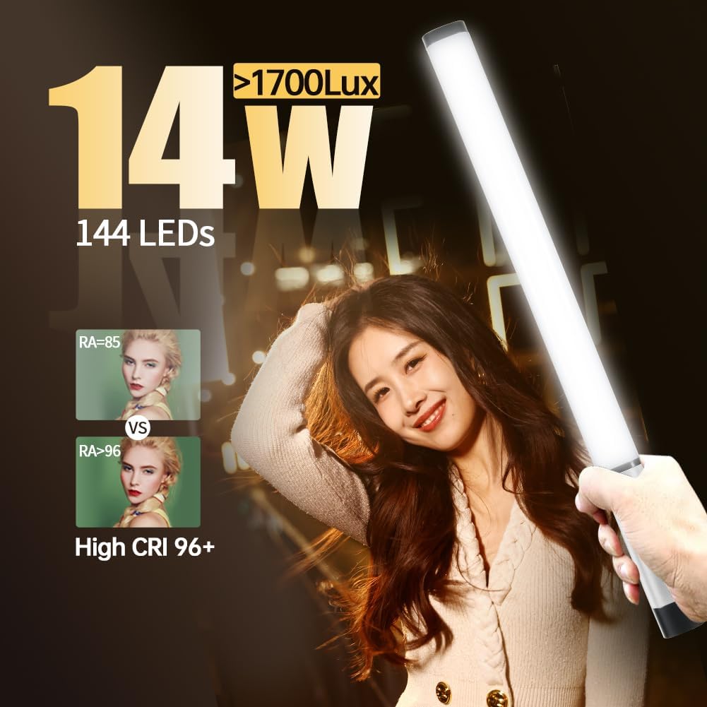 JINBEI EFT-220 Bi-Color Handheld Light Stick Built-in 3000mAh Battery 2700K ~ 7500K Light Wand Photography Ra>96 TLCI>98 with APP Control&Metal Barndoor 9 FX Lighting Effects for Video Photography