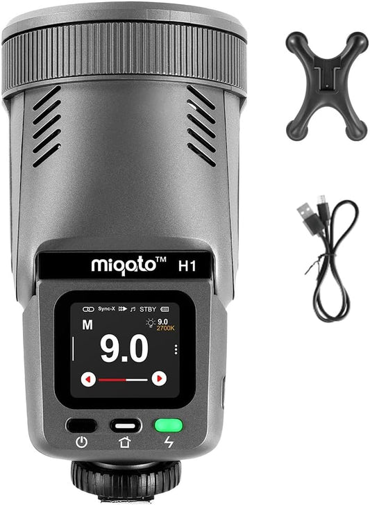 2-in-1 LED Video Light Flash Speedlite GN28 Round Head Rechargeable 2000mAh Battery HSS/TTL Support 3W Modeling Light Bi-Color Temperature 2700K6500K, CRI >95
