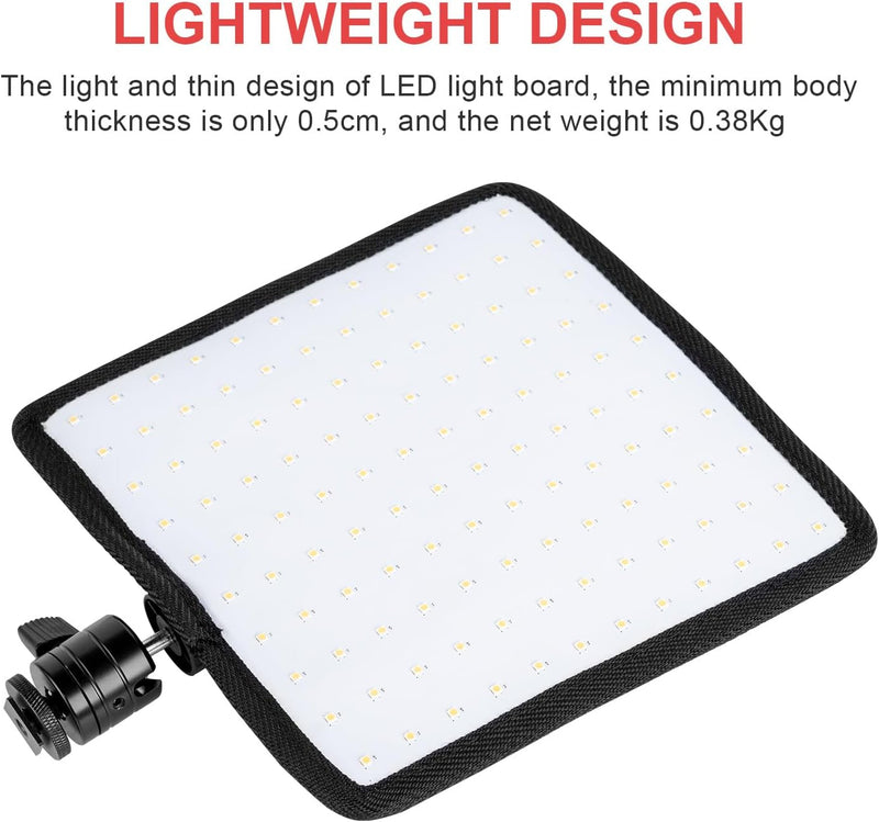 Fomito Falconeyes RX-8Ts Foldable Flexible LED Light Panel Kit 5600K CRI95 On-Camera Lamp Daylight Splash-Proof for Video Studio Photography Lighting