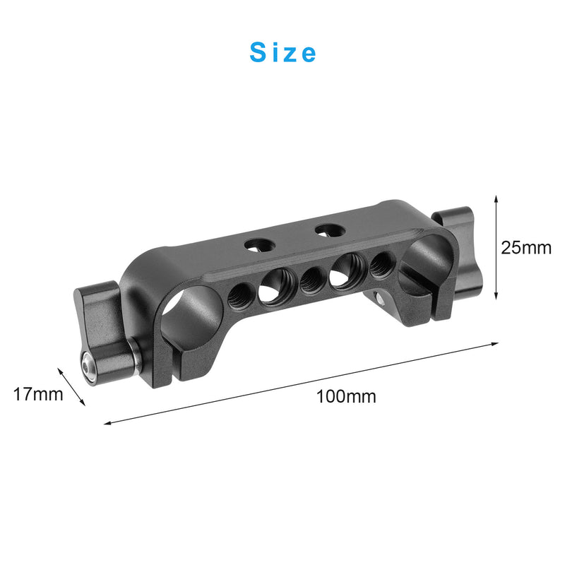 Fomito PJ-03 Pipe Clamp for V-Mount Quick Release Plate, Slide Rail with 1/4" and 3/8" Screw Holes (Fit to Tube Size Max 15mm / 0.59inch)