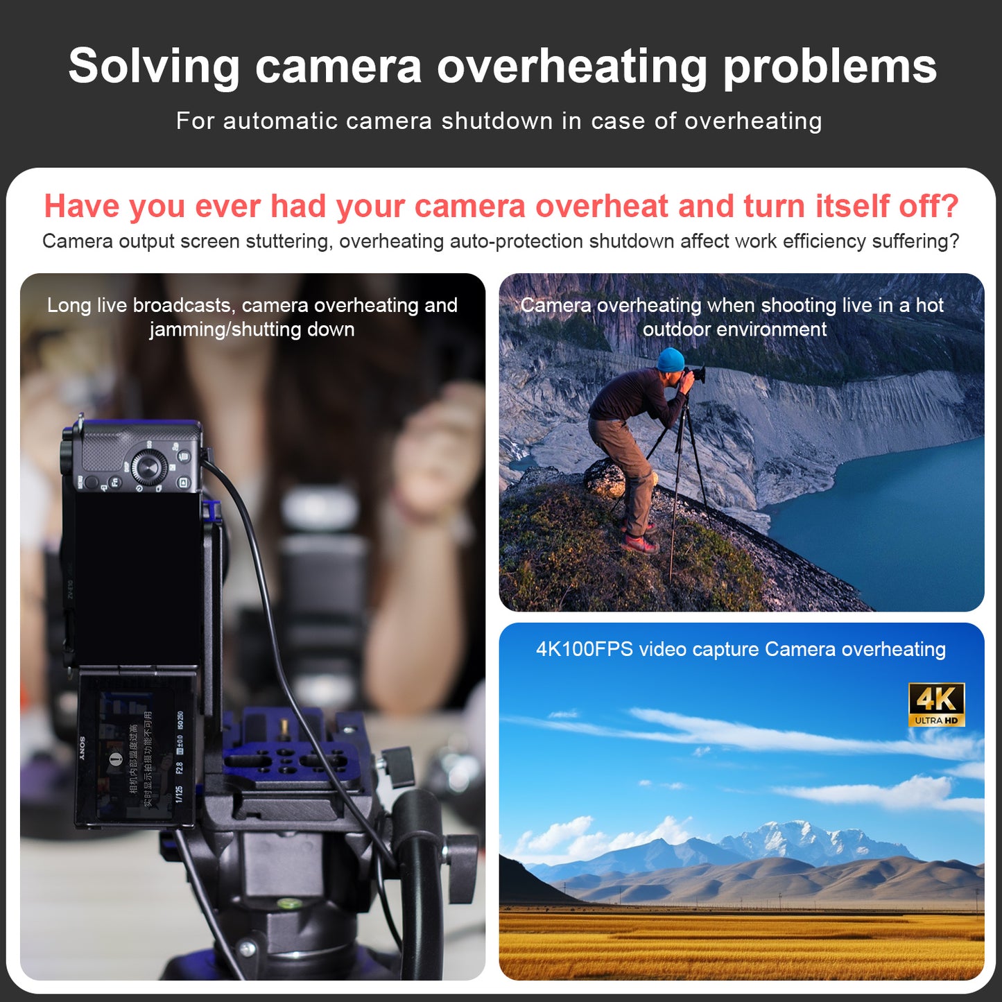 FOMITO FS-A1 Dual Camera Cooling Fan, Low Noise Heat Dissipation for DSLR Mirrorless Camcorder, Ideal for Live Streaming & Video Recording