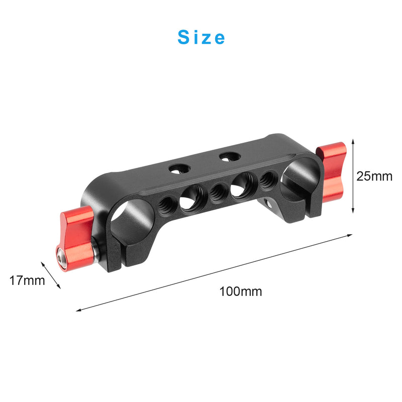 Fomito PJ-03 Pipe Clamp for V-Mount Quick Release Plate, Slide Rail with 1/4" and 3/8" Screw Holes (Fit to Tube Size Max 15mm / 0.59inch)