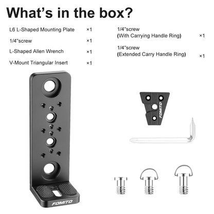 Fomito L6 Multi-Functional L-Bracket Extension Mounting Plate with V-Mount Support