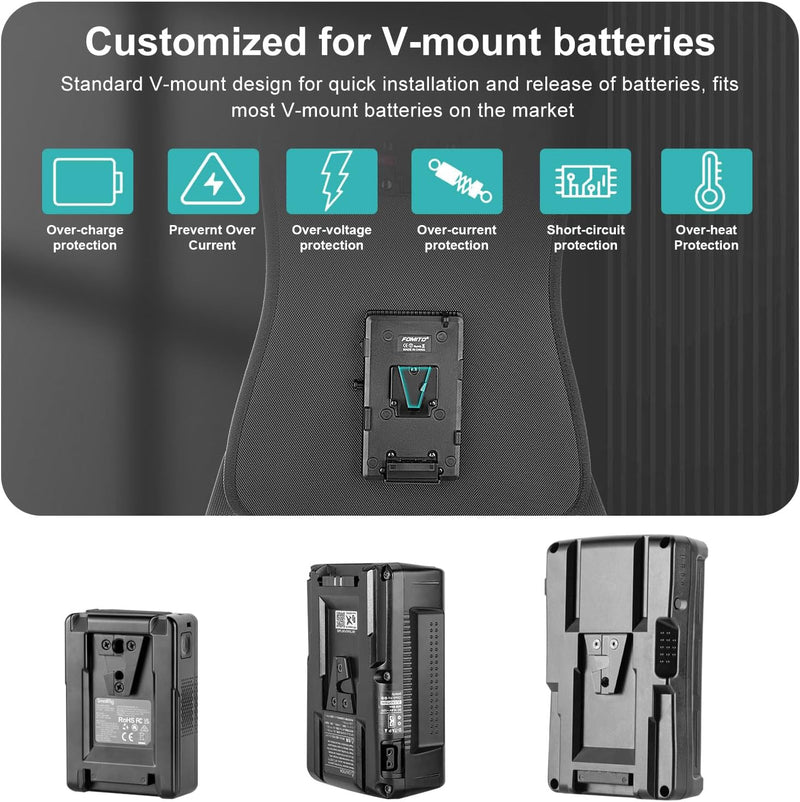 FOMITO Camera Harness Vest with V-mount Plate Power Supply System for BP Battery Wireless Video Transmission Photography