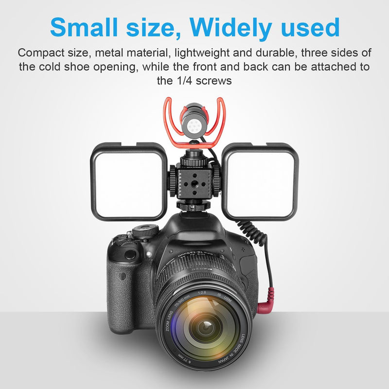 Fomito LX-3 3-Head Cold Shoe Mount with 1/4"-20 Thread for Camera Cage Flash LED Monitor Microphone etc