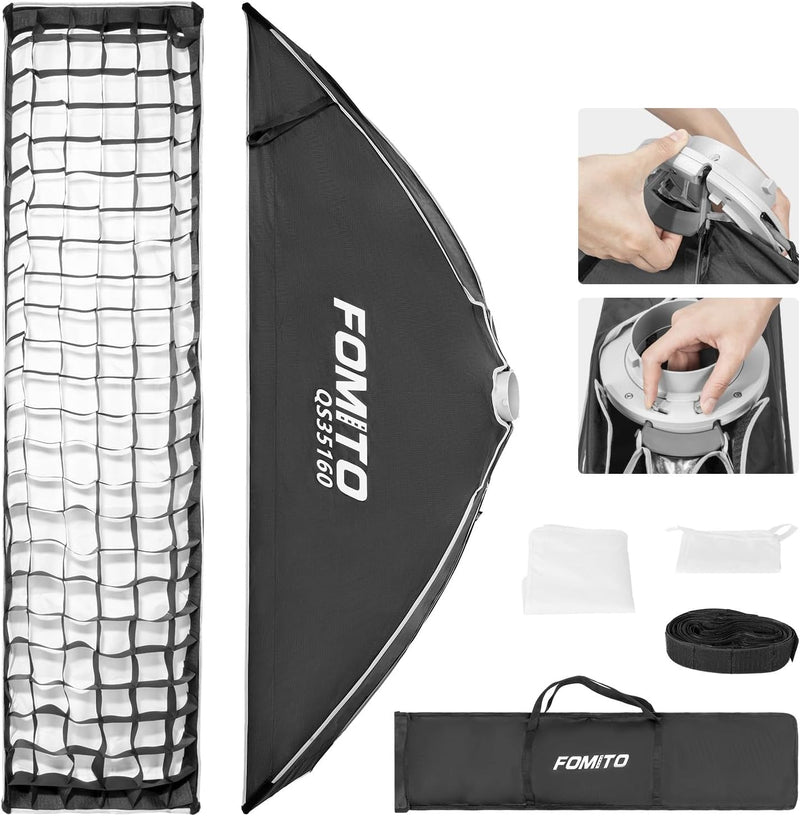 FOMITO 24"x35"/60x90cm Rectangular Softbox, Quick Release Bowens Mount Softbox with Honeycomb Grid, Light Diffusers, Bag for Godox SL-60W SL60IID SL150R SL300R Aputure 120d etc