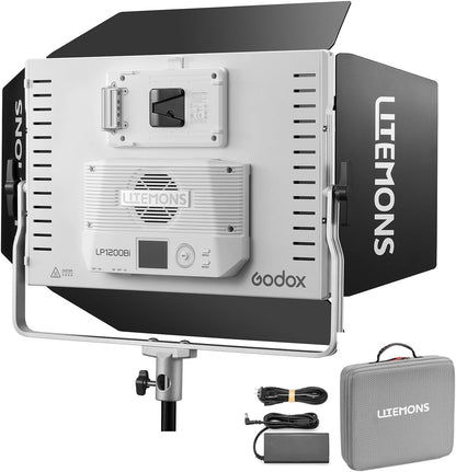 Godox LP1200BI Led Video Light Panel 120W Dimmable Bi-Color 2800K-6500K,CRI≥96 TLCI≥96,with 11 FX Modes,Support APP Control for Gaming,Video Recording, Studio Photography, Streaming Zoom
