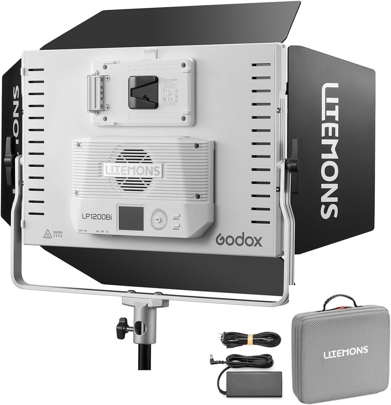 Godox LP1200BI Led Video Light Panel 120W Dimmable Bi-Color 2800K-6500K,CRI≥96 TLCI≥96,with 11 FX Modes,Support APP Control for Gaming,Video Recording, Studio Photography, Streaming Zoom
