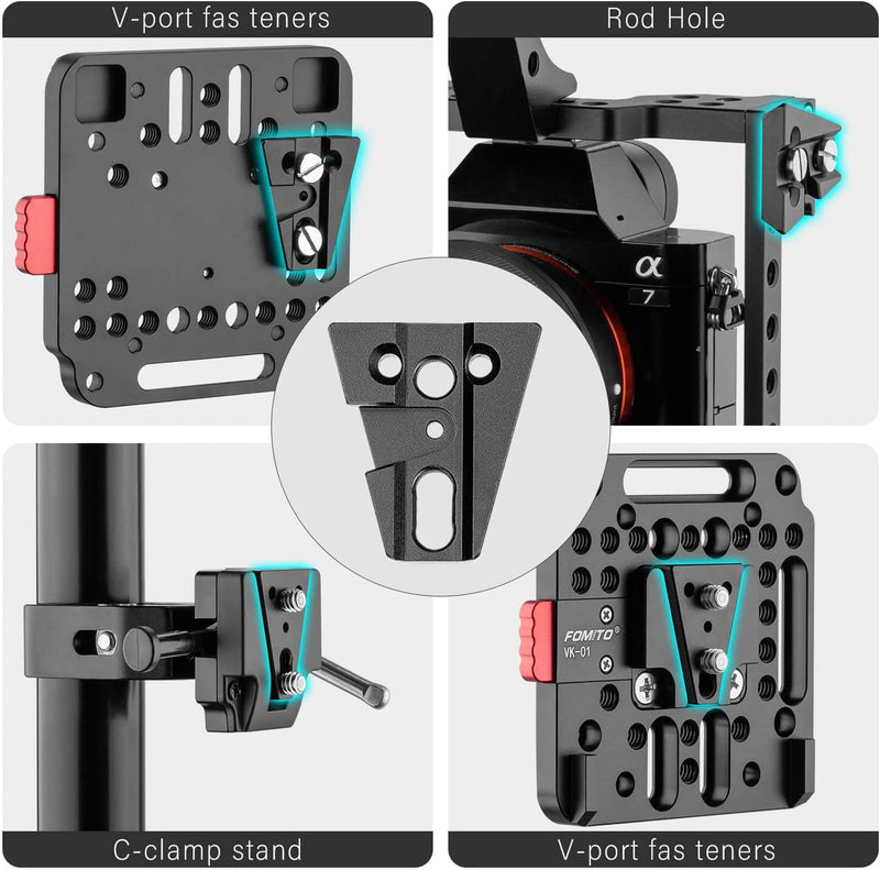 Fomito V Mount Battery Plate V Mount Adapter VK-02 V-Mount V-Lock Base ...