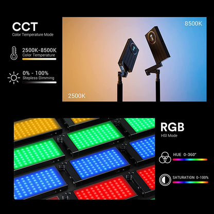 Godox M1 RGB Camera Light, Portable LED Video Light, Pocket Full Color LED Video Light Panel CRI 97+ 2500k-8500k, Music Beats Function and 15 FX Lighting Effects with Aluminum Alloy Body - Gray