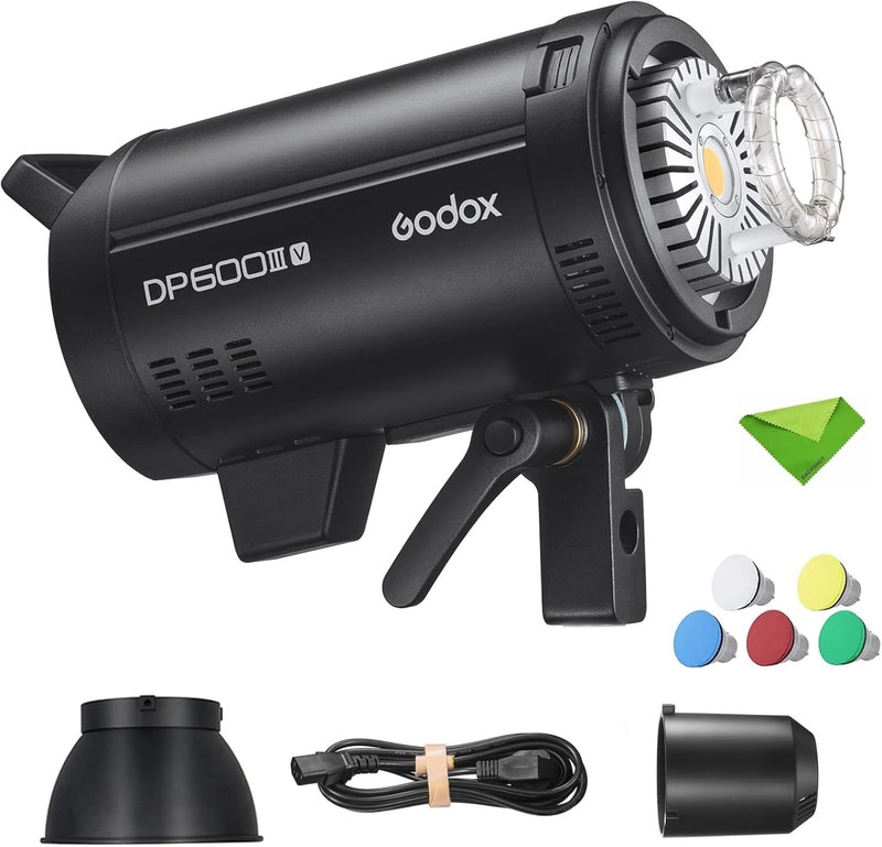 Godox DP600IIIV 600Ws Stobe Flash Studio Light GN106 0.1-1S Recycle Time, 1/2000-1/800s Flash Duration, 2.4G X System CCT 5600±200K Bowens Mount Monolight for Studio Portrait Photography (DP600III-V)