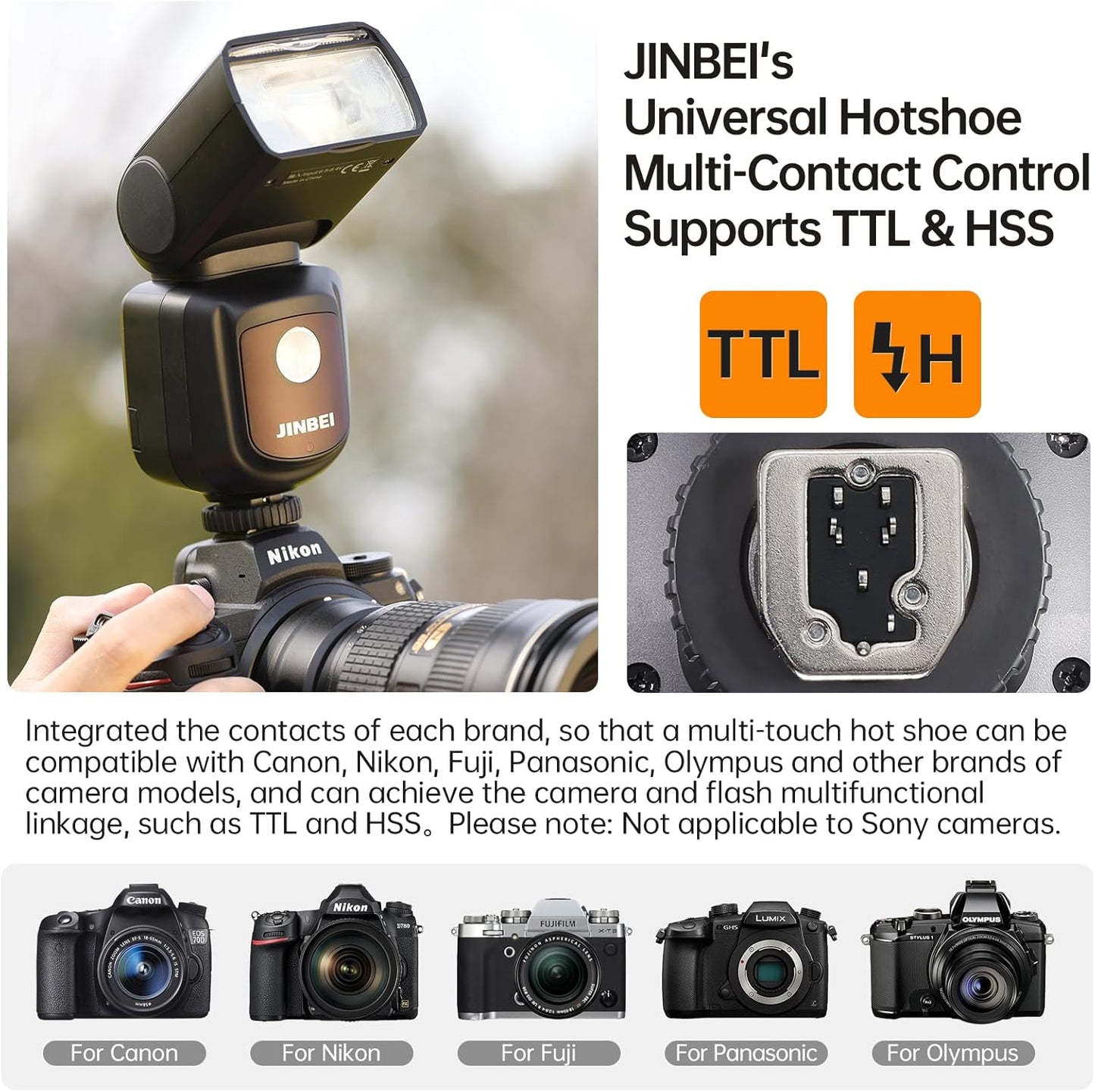 HI-900 Professional TTL Camera Flash 80Ws GN60, 1/8000s HSS, 360° Rotating Head, 2500mAh Li-ion, 3W LED Modeling lamp, 2.4G Wireless Master/Slave for Canon/Nikon/Fuji/Panasonic