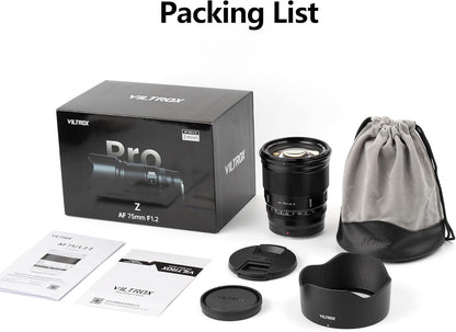 VILTROX 75mm f1.2 Pro Z Mount for Nikon, 75mm f/1.2 for Nikon Z APS-C Auto Focus Lens for Nikon Z fc Z30 Z50