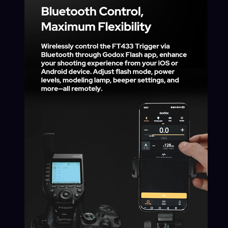GODOX FT433-C HSS TTL Wireless Flash Trigger for Canon Cameras,433 MHz Signal Control,TCM Switch,Hot Shoe,Single-Contact, Rapid-Fire