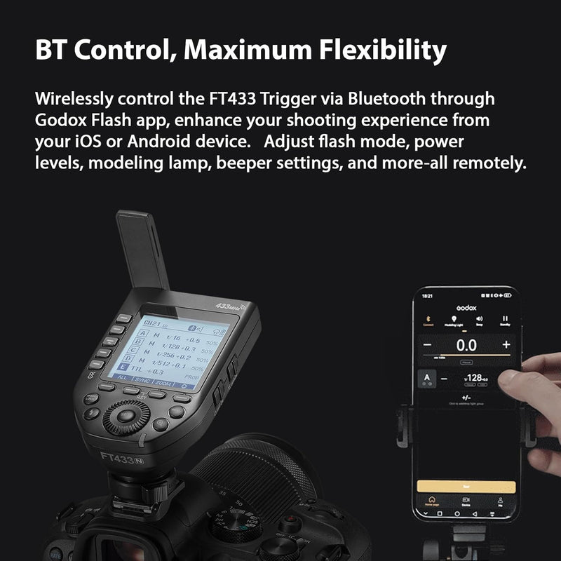 Godox FT433 N TTL Wireless Flash Trigger 433MHz Signal Control 1/8000s HSS APP Wireless Control Compatible with Nikon Z9 Z8 Z7 Z6II Z7II D750 D780 D800 D850 Godox AD200Pro II/ AD600Pro II Flash