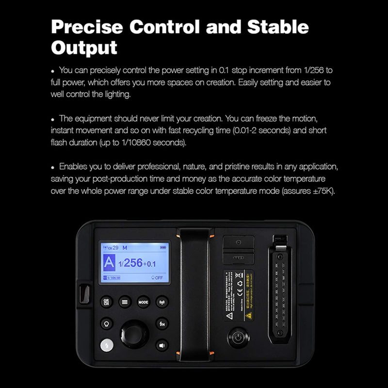 Godox AD1200Pro 1200Ws TTL Power Pack,0.01-2s Recycle Time, Can Suppress Sunlight in Outdoor Bright Light Shooting Environment, with HSS High-Speed Synchronization Anytime Anywhere