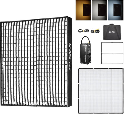 Godox Knowled F600Bi BI-Color Led Video Light Panel with Honeycomb Grid, Foldable Waterproof Flexible LED Mat DMX/CRMX/2.4G/APP Control for Film, Broadcast, Video Production & Photography (4 x 4')