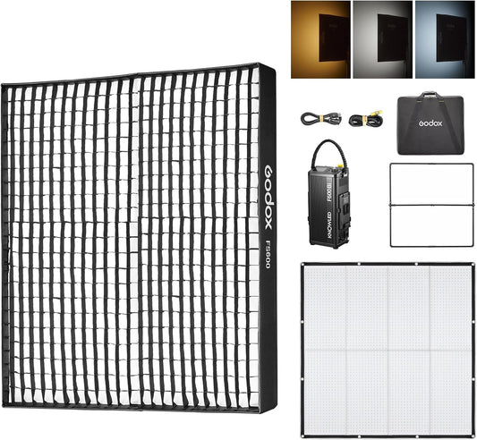 Godox Knowled F600Bi BI-Color Led Video Light Panel with Honeycomb Grid, Foldable Waterproof Flexible LED Mat DMX/CRMX/2.4G/APP Control for Film, Broadcast, Video Production & Photography (4 x 4')