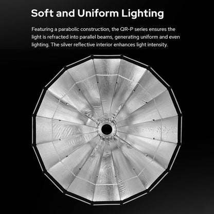 Godox QR-P60T 60cm/23.6in Quick Release Parabolic Softbox Professional Foldable Softbox with Standard Bowen Mount & Diffusers for Photography Studio Photography (60cm/59in Softbox)