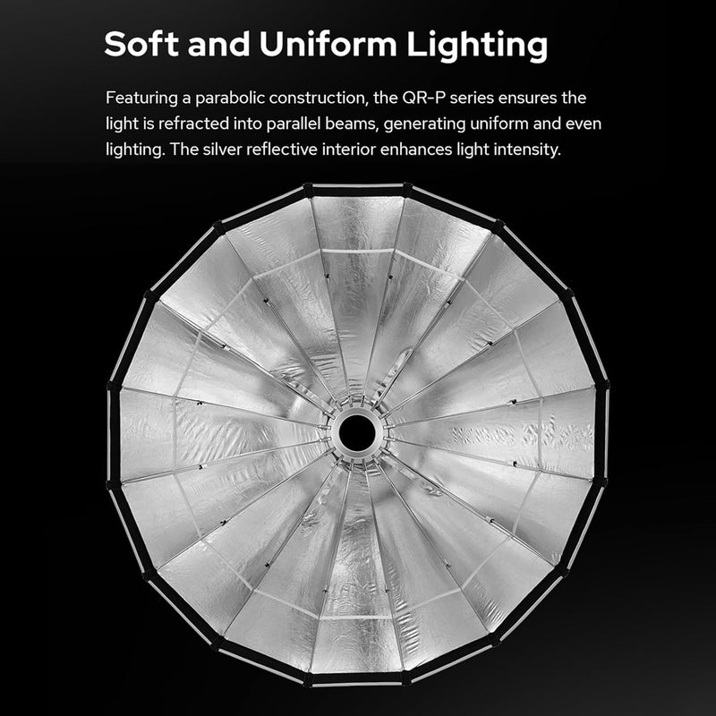 Godox QR-P60T 60cm/23.6in Quick Release Parabolic Softbox Professional Foldable Softbox with Standard Bowen Mount & Diffusers for Photography Studio Photography (60cm/59in Softbox)