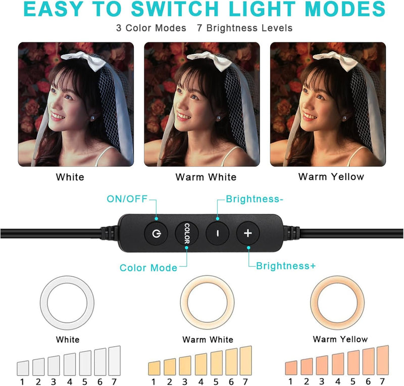 Godox LR120 12" LED Ring Light with Desktop Stand & Cell Phone Holder, USB Powered Conference Light CRI>90 Color Temperature 3000K to 6000K for TikTok/Live Stream/Makeup/Zoom Call & YouTube (Black)