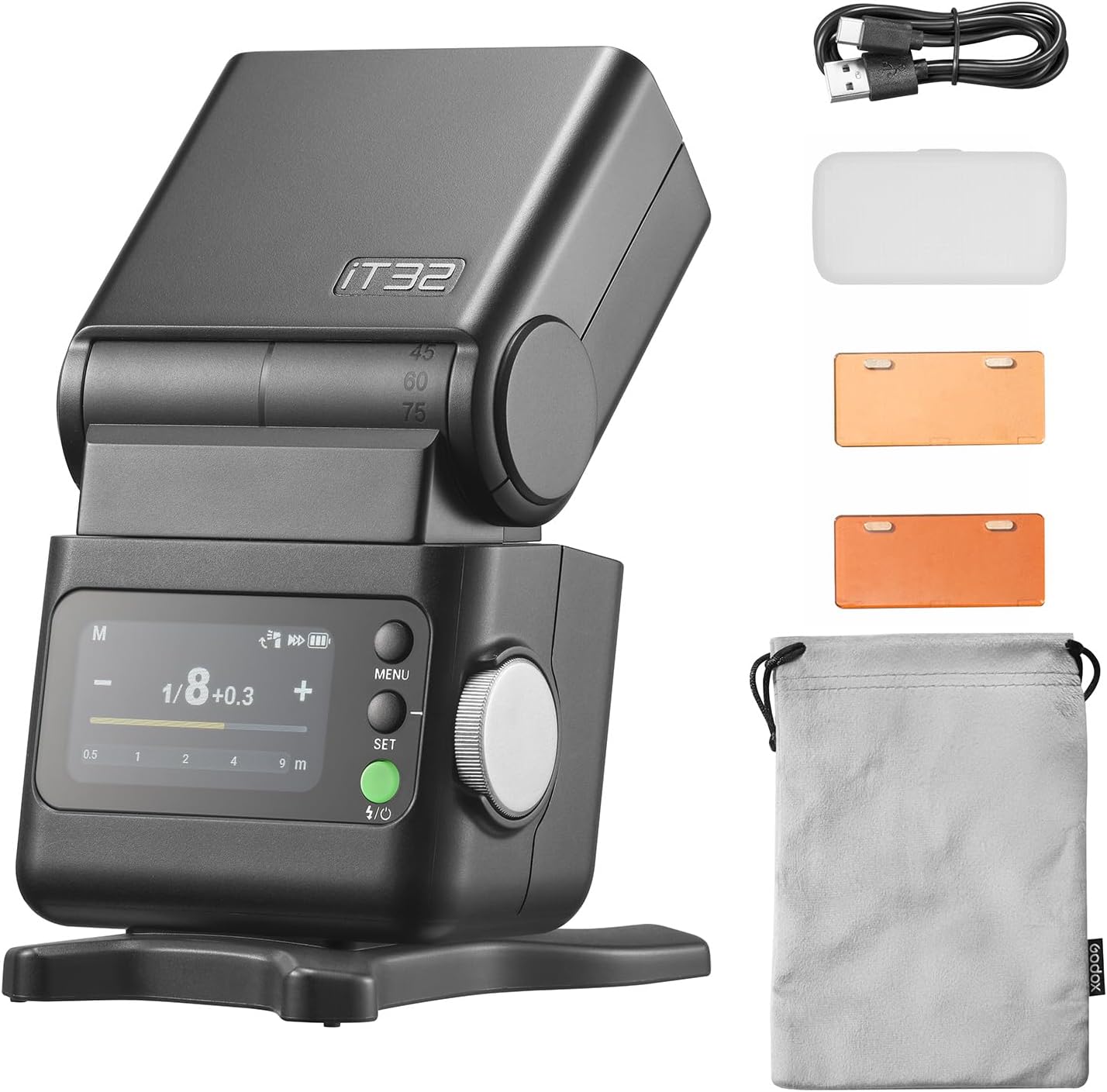 Godox iT32 TTL Camera Flash IT32 iFlash Camera Flash, Built-in 2.4GHz Receiver, with Storage Bag and Diffuser, Matching X5 Wireless Flash Trigger can work for Canon, Nikon, Sony, Fujifilm, Olympus etc
