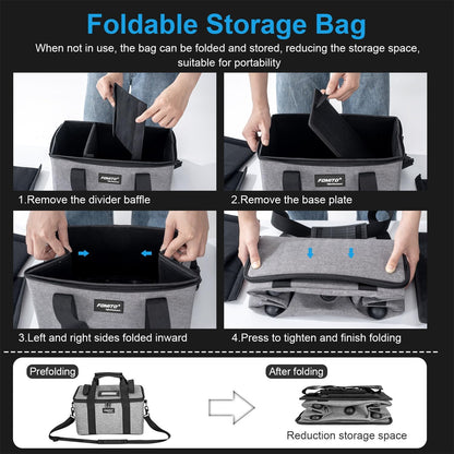 FOMITO-AB-20B Foldable Camera Bag for DSLR/Gimbal/Drone 35x21x20cm Shockproof Case Foam Compartments & Carry Handle-F0188