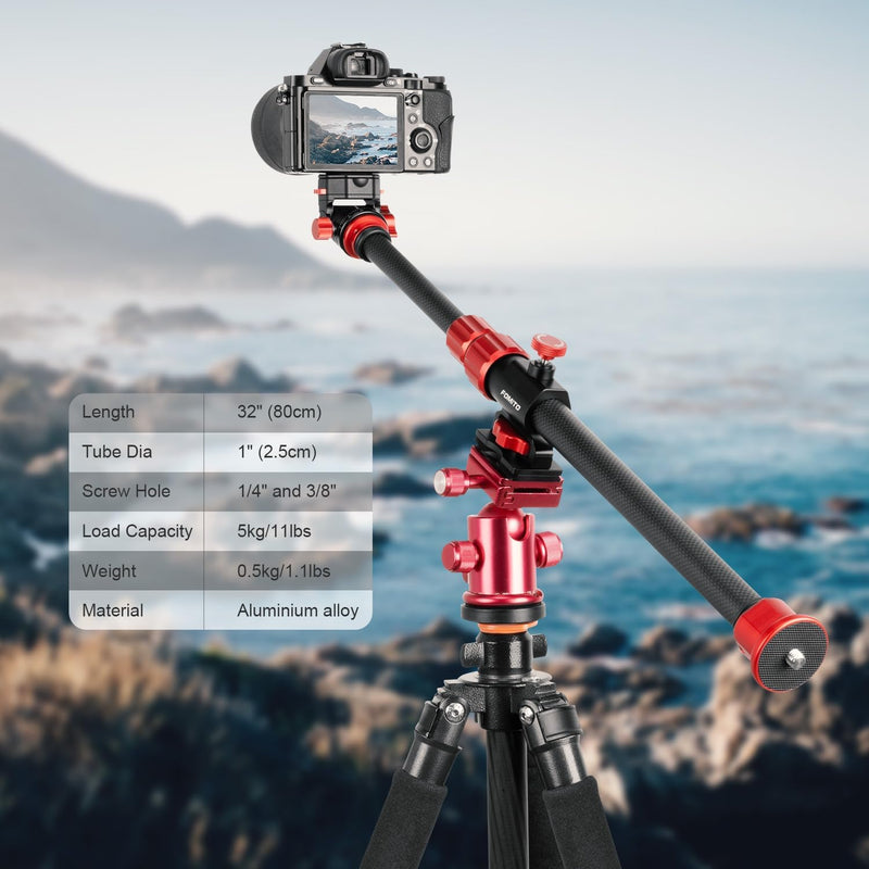 FOMITO Camera Mounts & Clamps - Versatile Tripod Boom & Cross Arm with Length 26cm-80cm - Ideal for Overhead and Horizontal Shoting