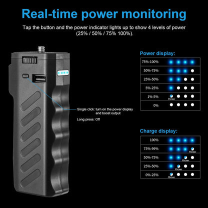 Fomito VB-38W Charging Grip Battery Grip, 6000mAh High-Capacity Lithium Battery, Support DC1 USB/Type-C Output Interface, Multiple Input and Output Protection Mechanisms