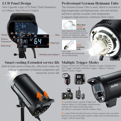 GODOX DP800III Professional Studio Flash 1s Recycling Time GN126 5600k 800Ws Bowens Mount 150W Modeling Lamp