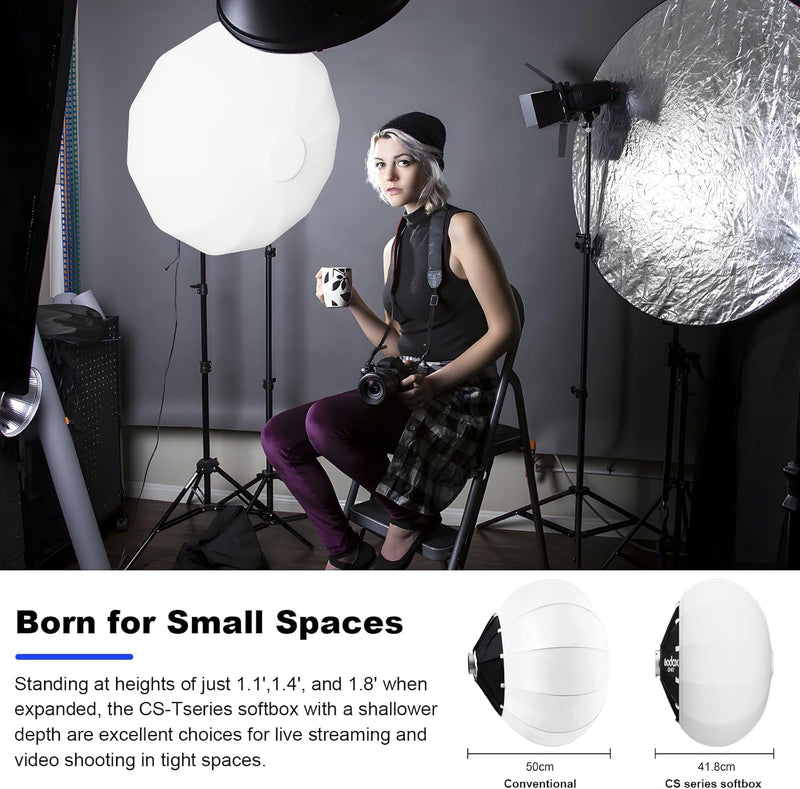 Godox CS-65T Lantern Softbox 26in / 65cm Quick Release 360° Light Diffuser Bowens Mount Lantern Softbox for Godox SL60 SK400 SL150 DP400 DP800 SL300 (26”)
