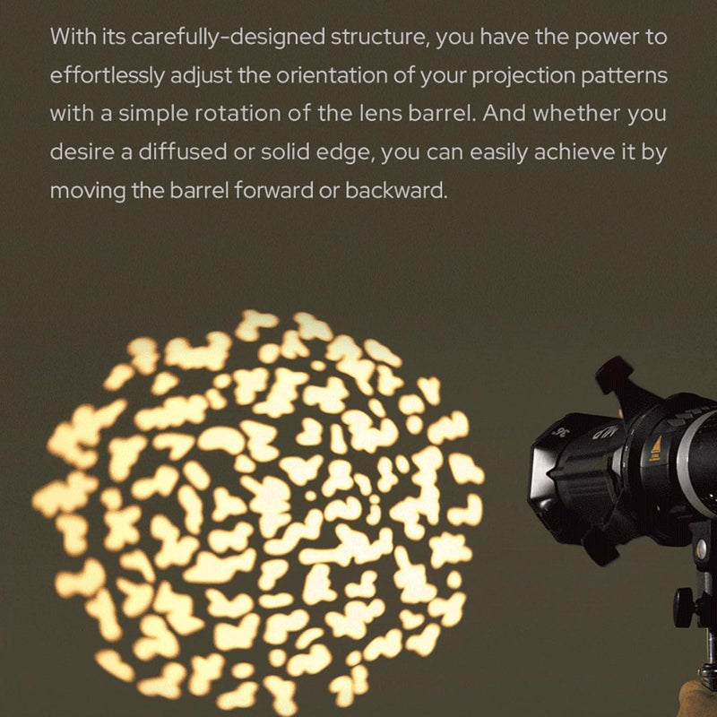 Godox MLP19K Projection Attachment for Godox Mount LED Video Light with 19 Lens, Black Metal, Pattern Projector, Modern Style, Includes Attachment, Gobo Holder, Gobo Set, Bag, Gel Frame