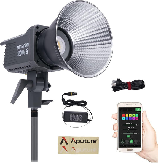 Aputure Amaran 200d S 200d-s 200ds 200W Daylight LED Video Light, CRI 96+ TLCI 99+ 55,800 lux@1m Bluetooth App Control, DC/AC Power Supply Point-Source Light for Studio Photography (200d Upgrade)