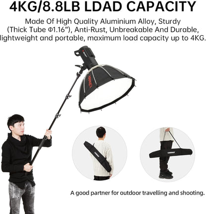 JINBEI HD-230 7.5ft / 230cm Handheld Portable Light Stand with 1/4" 3/8" Adapter Boom Pole Telescoping with Easy Twist Locks Support for Studio LED Panel Speedlite Reflector