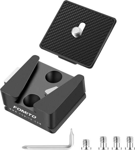 Fomito-VK-09-black V-Mount Mounting Base for Quick Release Plate and V-Mount Battery, Max Load-Bearing Capacity 55.12lbs/25kg, with 1/4 Threaded Hole with Cameras Stabilizers Slider Tripods etc - F0031