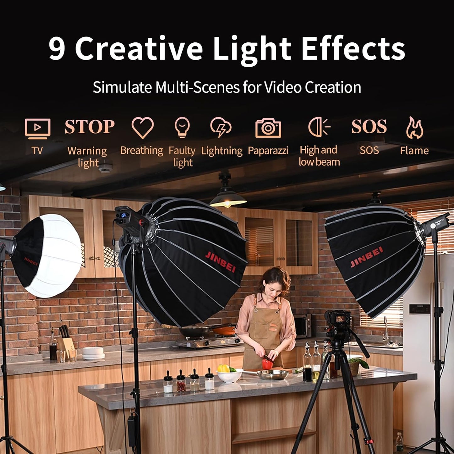 JL-160 160W COB Led Video Light, 5500K±150K Daylight Bowens Mount,Ra>97 SSI>91, 9 Lighting Effects,Continuous Output Lighting for Studio/Photography/Video Recording with APP Control