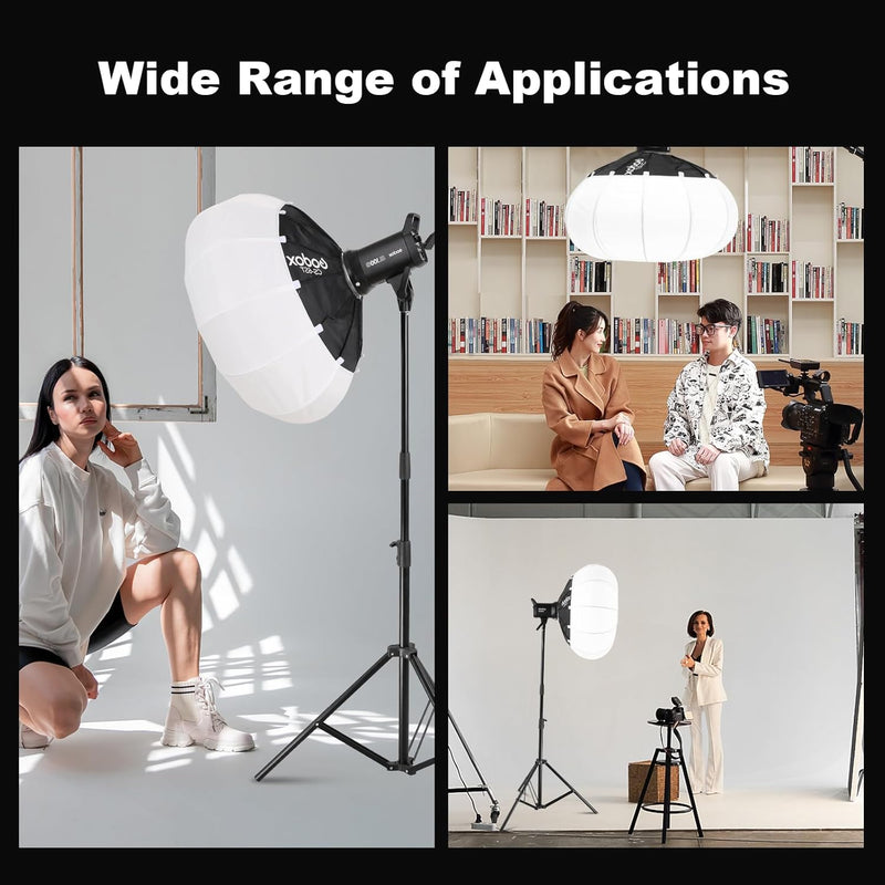 Godox CS-65T Lantern Softbox 26in / 65cm Quick Release 360° Light Diffuser Bowens Mount Lantern Softbox for Godox SL60 SK400 SL150 DP400 DP800 SL300 (26”)