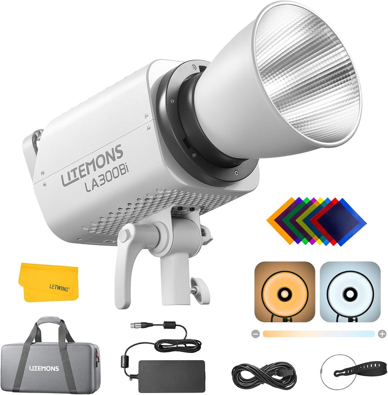 Godox LA300Bi Bi-Color LED Video Light,330W Continuous Lighting 2800-6500K 11 FX Effects, Support App Control, Bowens Mount Studio Video Light for Live Streaming, Protrait Photography