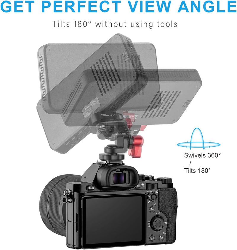 Fomito Quick Release Plate + Rotary Tripod Head for Camera DSLR, Field Monitor, LED Video Light, Microphone