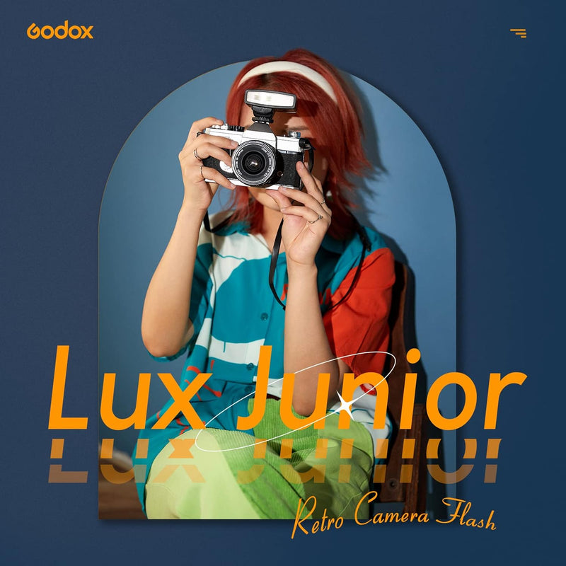 Godox Lux Junior Retro Camera Flash, GN12 with 7 Levels Flash Power, CCT 6000K±200K with S1/S2 Optical Control for Fuji, for Canon, for Nikon, for Sony, for Olympus Camera