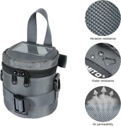 FOMITO-JTB-1b Camera Lens Case Pouch Bag for Canon EF-S 18-55mm/EF 50mm f1.8/RF-S 18-150mm, Nikon AF-S 18-55mm/AF-P 18-55mm,Fujifilm XC 16-50mm & More Lens Below 3.94" x 4.33"(D x L) - Black S size-F0178