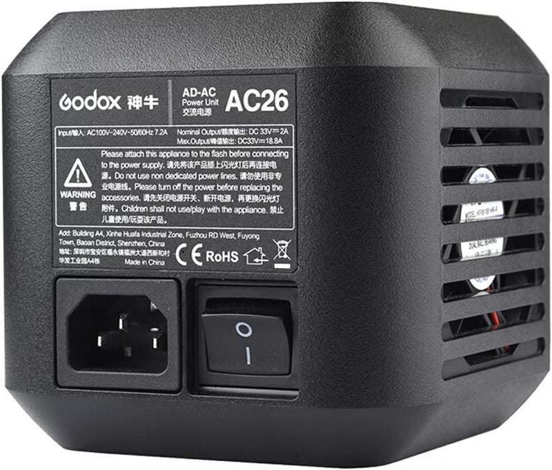 Godox AC-26 Adapter for Godox AD600 Pro All-in-One Outdoor Flash Strobe Monolight,AC-100-240V-50/60Hz 7.2A
